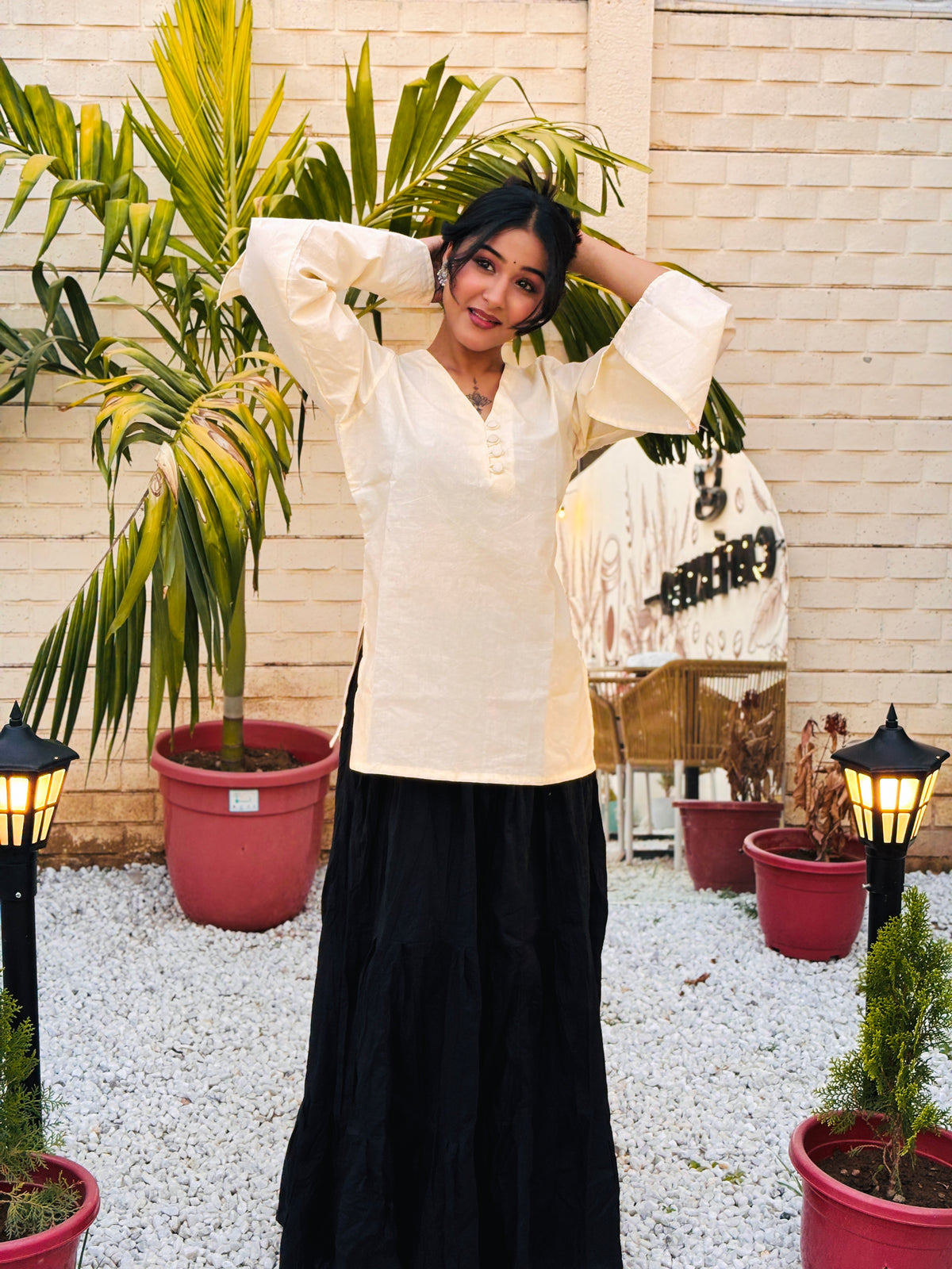 SAHAR - Solid Cream Kurti