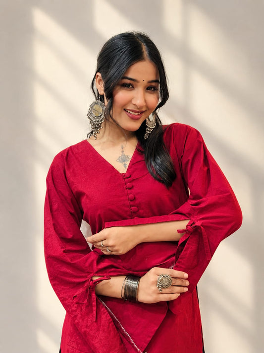 Naina - Solid Maroon Kurti
