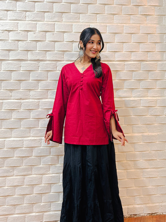 Naina - Solid Maroon Kurti