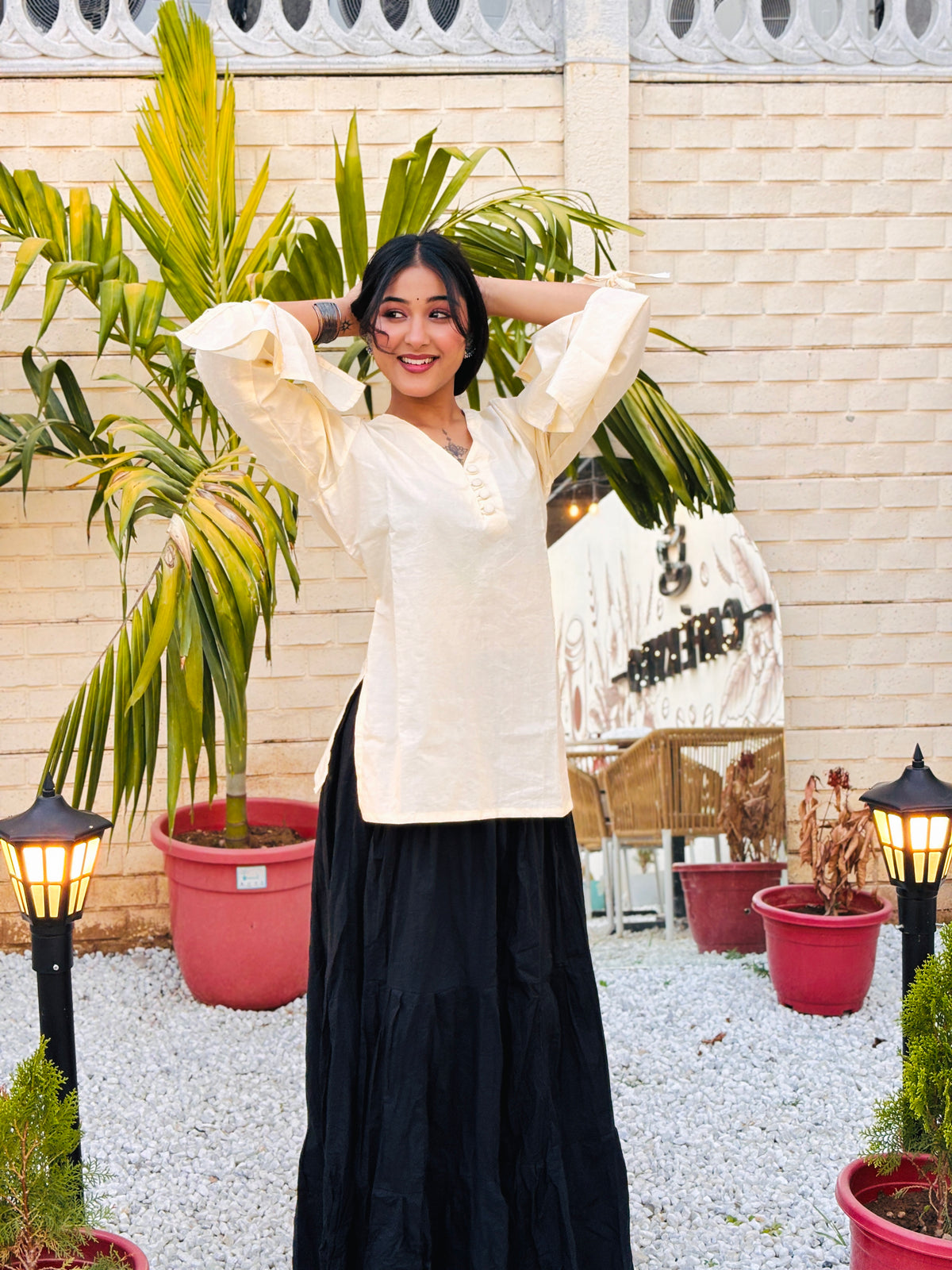 SAHAR - Solid Cream Kurti